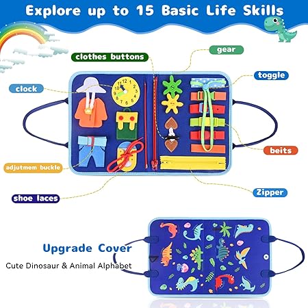 Montessori Dinosaur 8 Pages Multi-functional Activity Busy Book